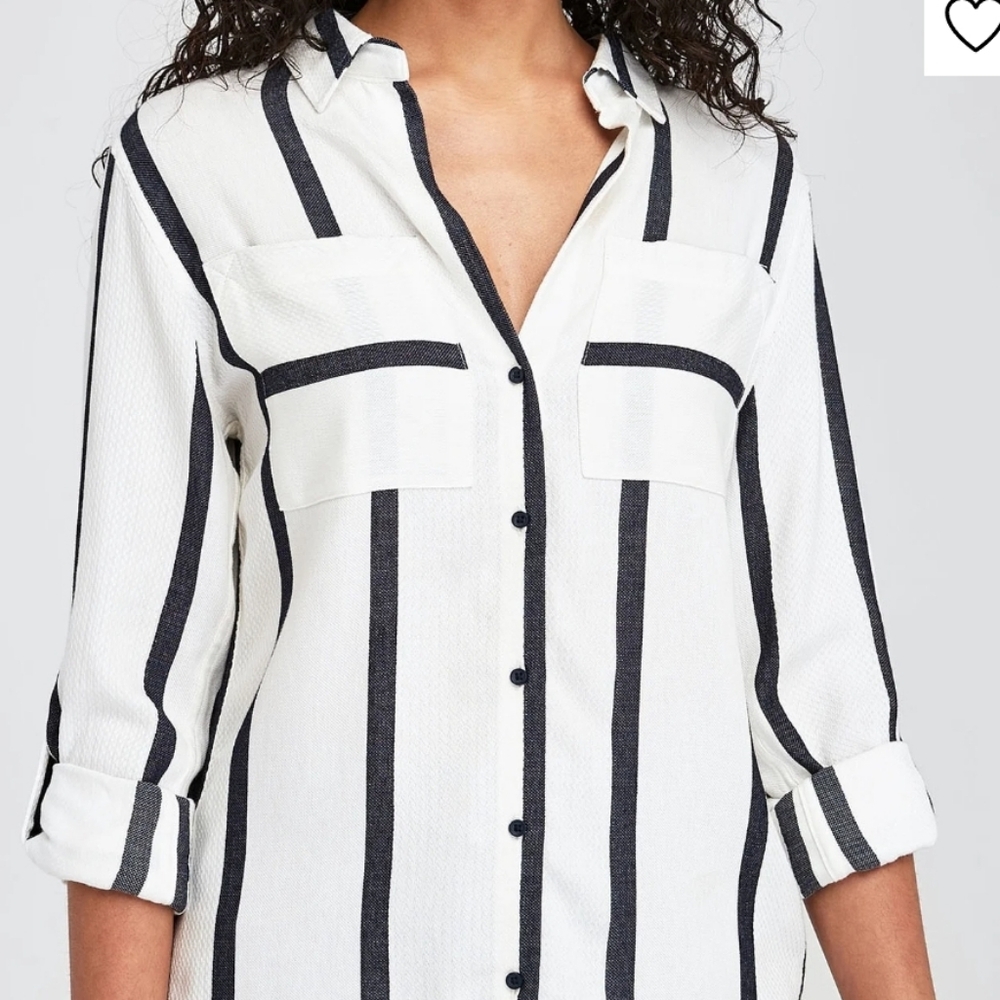 Next Striped Linen Button Down - Petite US 10